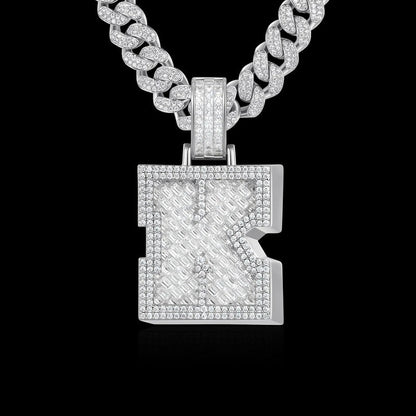 Custom Invisible SettingLetter Pendant in White Gold