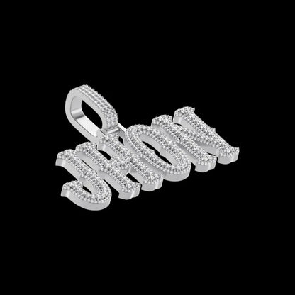 Custom Moissanite Bosox Font/Number Gold Name Pendant