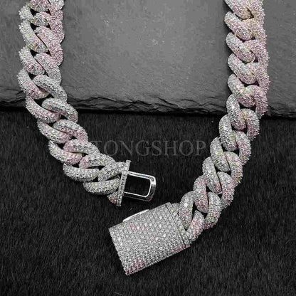 Bubble Full Ice Cuban Chain in White Gold - 15mm