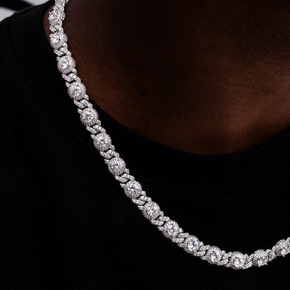 Iced Diamond Station Cuban Chain - 10mm