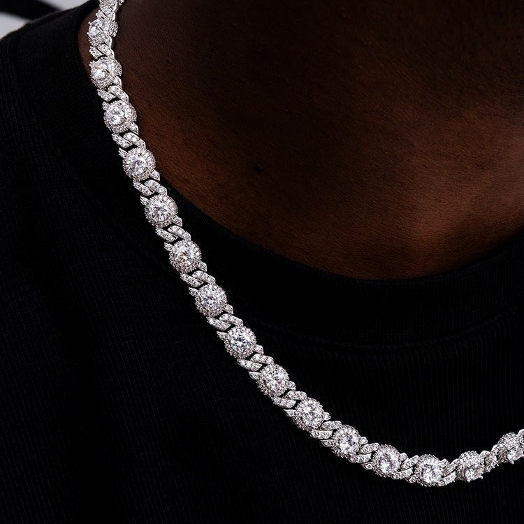 Iced Diamond Station Cuban Chain - 10mm