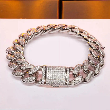 Classic Miami Cuban Link Bracelet in White Gold - 13mm