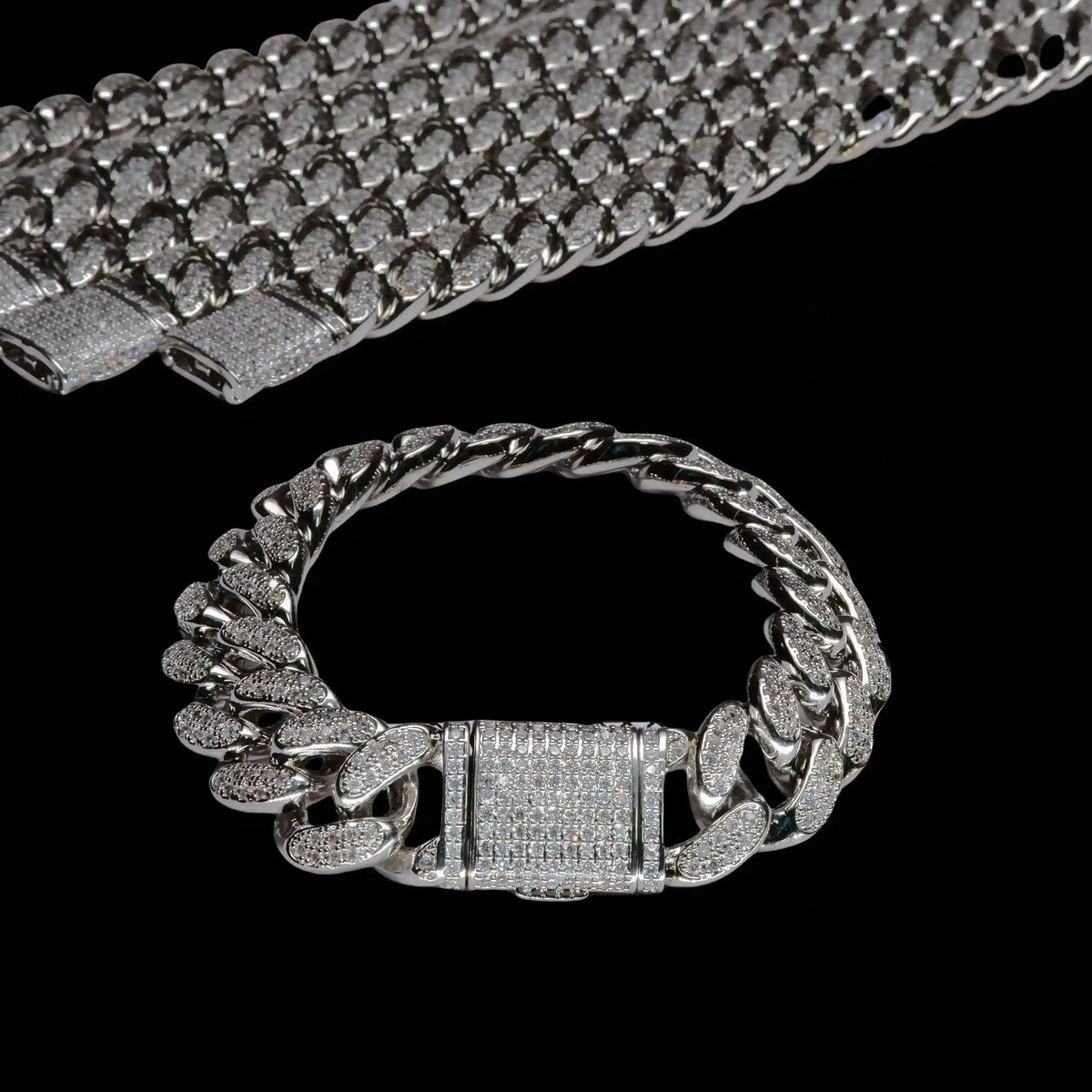 Classic Miami Cuban Link Bracelet in White Gold - 13mm