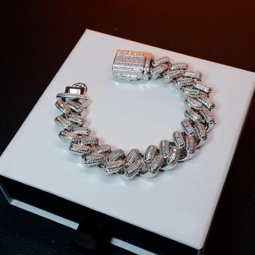 18k Gold-Plated Baguette Iced Bracelet - 15mm