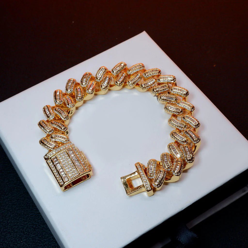 18k Gold-Plated Baguette Iced Bracelet - 15mm