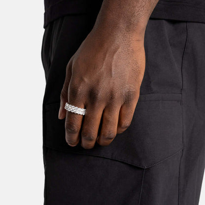 S925 Double Tennis Ring In White Gold - 7mm