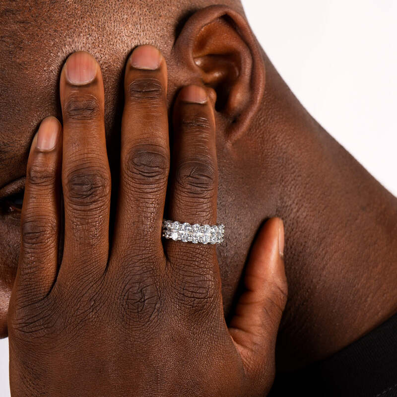 S925 Double Tennis Ring In White Gold - 7mm