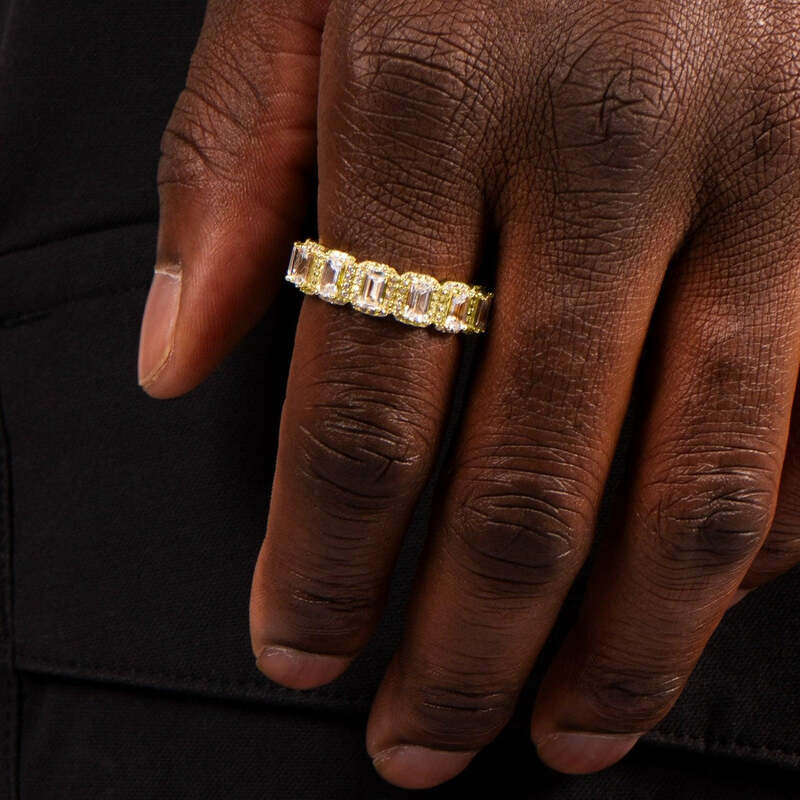 S925 Emerald Band Ring In 18k Gold - 6mm