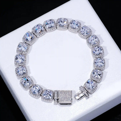 Glacier Clustered Tennis Bracelet in White Gold