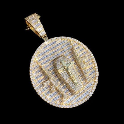 Guardian Double Gun Cross Disc Pendant - 55mm