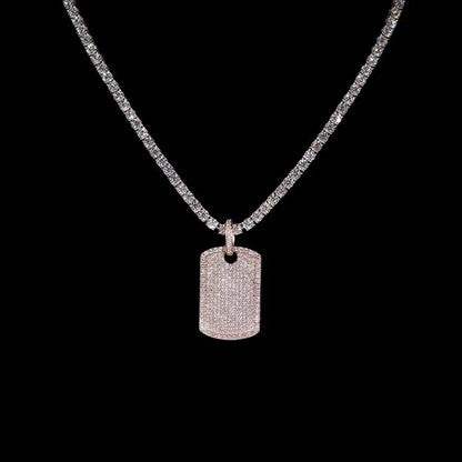 Iced Inlaid Nameplate Pendant - 22mm