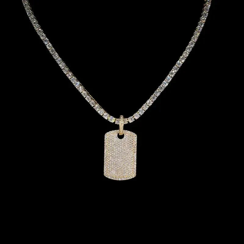Iced Inlaid Nameplate Pendant - 22mm