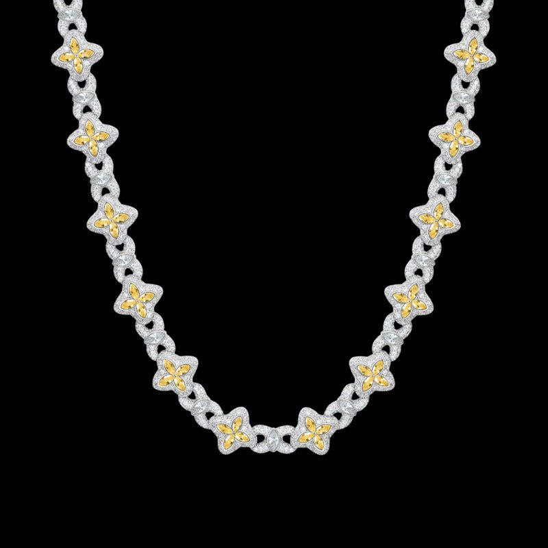 Iced Clover Chain in Pink Diamond - 13mm
