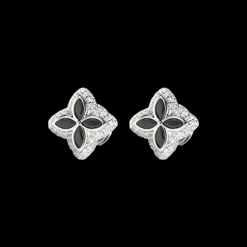 Iced Clover Earrings in Green Diamond - 13mm