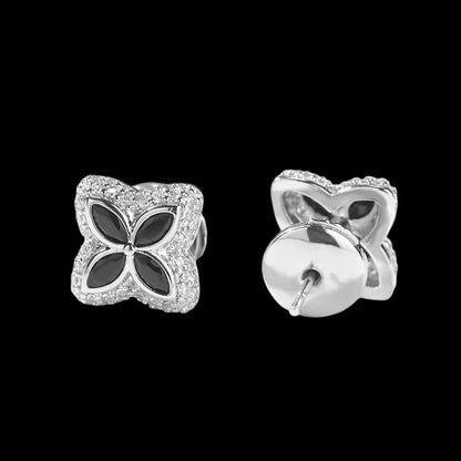 Iced Clover Earrings in Green Diamond - 13mm