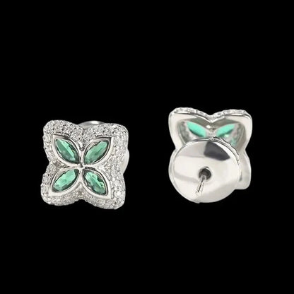 Iced Clover Earrings in White Diamond - 13mm