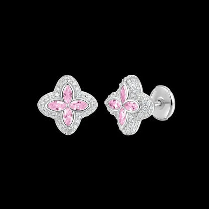 Iced Clover Earrings in Green Diamond - 13mm