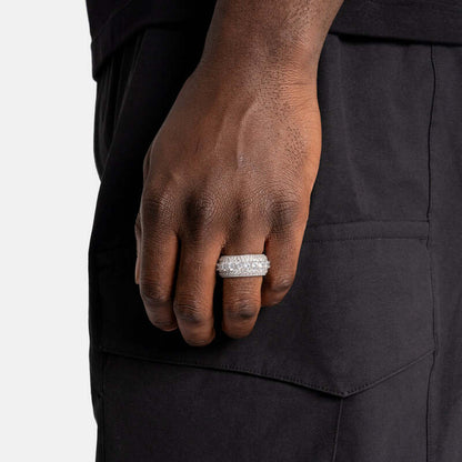 Iced Layered Ring In White Gold