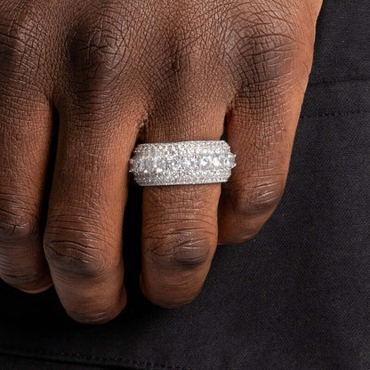 Iced Layered Ring In White Gold