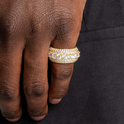 Iced Layered Ring In YellowGold