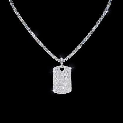 S925 & Moissanite Iced-Set Nameplate Pendant - 22mm