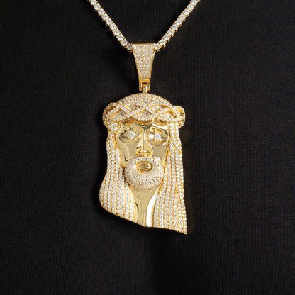 Large Ice Jesus Pendant In Yellow Gold