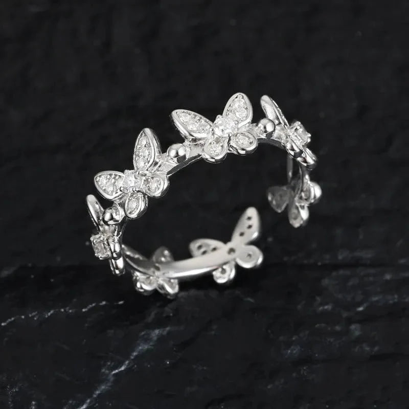 S925 VVS Moissanite Butterfly Open Ring
