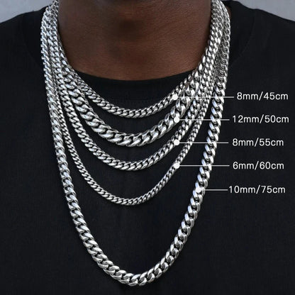 Cuban Chain Necklace in White Gold