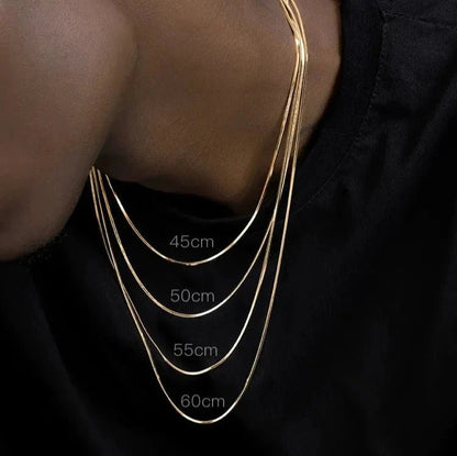 Snake Bone Chain Necklace in 24K Gold - 2mm