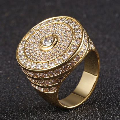 18K Gold Plated Men's Classic Tall Hip Hop Ring