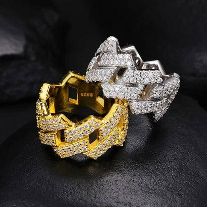 S925 VVS Moissanite Cuban Personality Diamond Ring