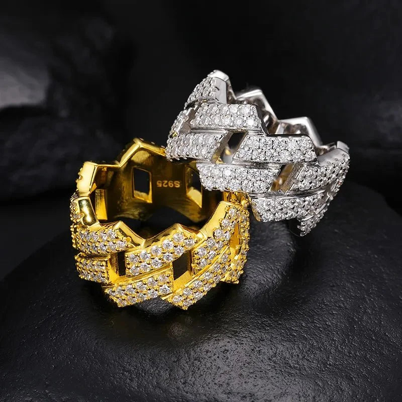 S925 VVS Moissanite Cuban Personality Diamond Ring