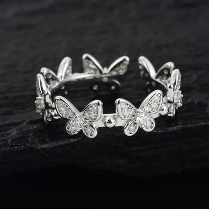 S925 VVS Moissanite Butterfly Open Ring