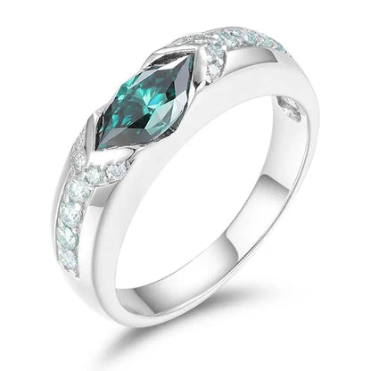 925 VVS Moissanite Green Horus Ring