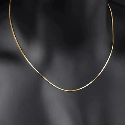 Snake Bone Chain Necklace in 24K Gold - 2mm
