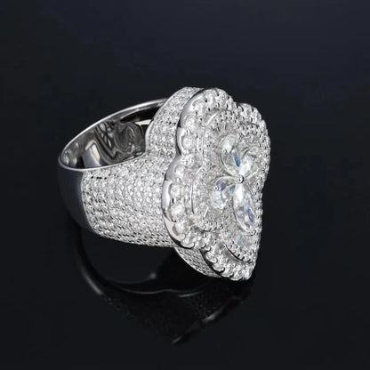 S925 VVS Moissanite Flower Shape Ring