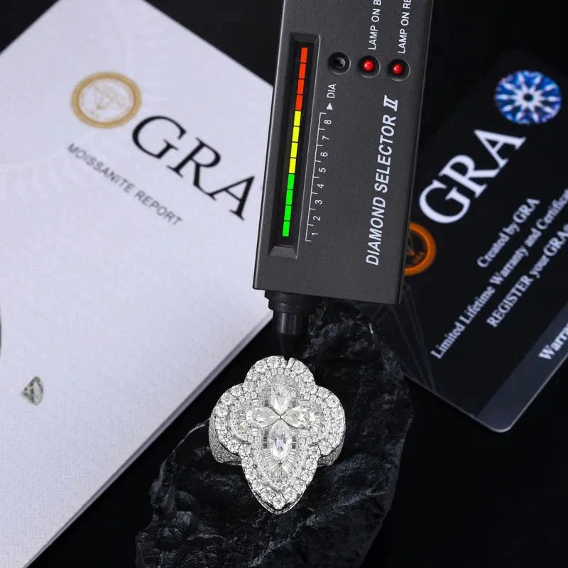 S925 VVS Moissanite Flower Shape Ring
