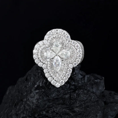 S925 VVS Moissanite Flower Shape Ring