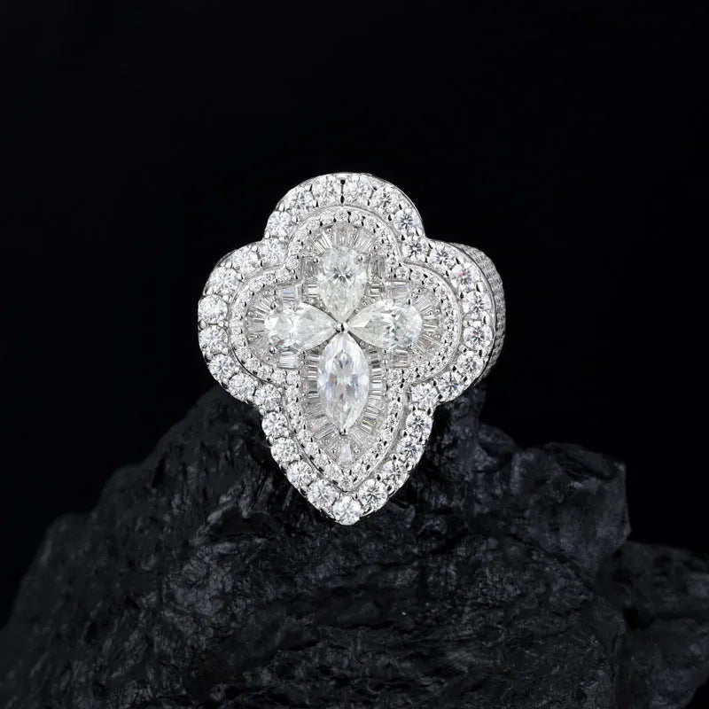 S925 VVS Moissanite Flower Shape Ring