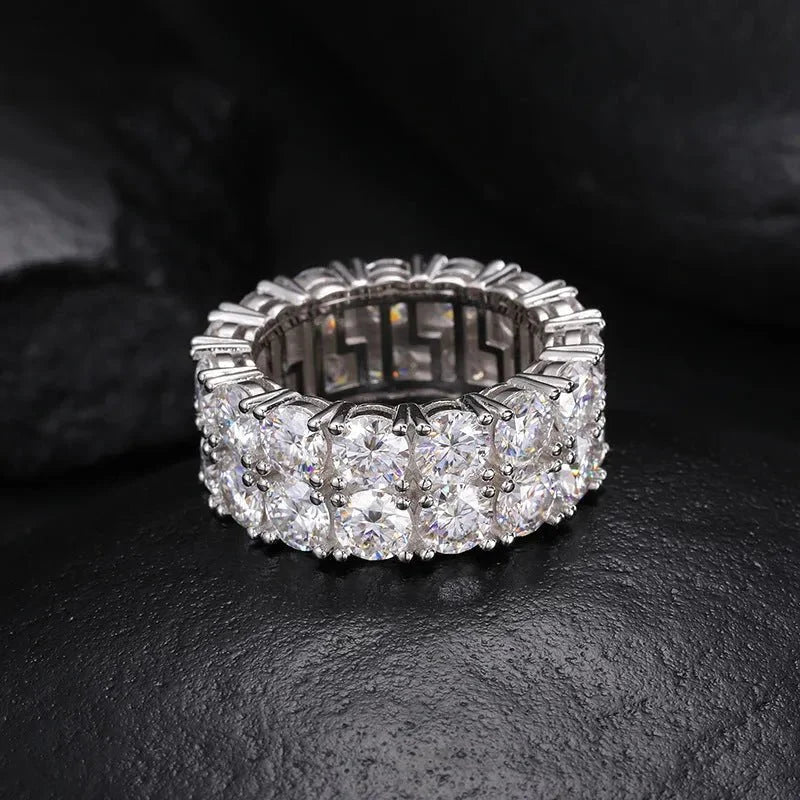 S925 VVS Moissanite Double Row Simple Ring
