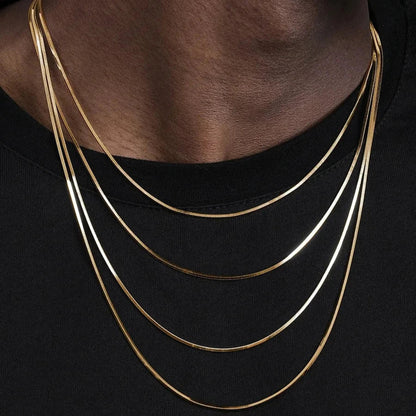 Snake Bone Chain Necklace in 24K Gold - 2mm