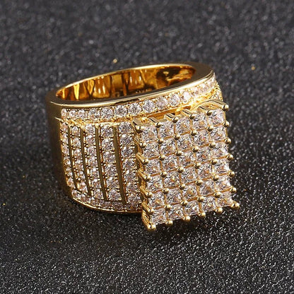 18K Gold Plated Hip Hop Square Ring