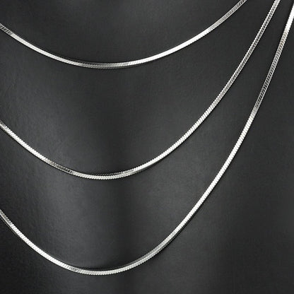 Sterling Silver Snake Bone Chain in White Gold - 1.5mm