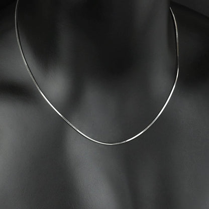 Sterling Silver Snake Bone Chain in White Gold - 1.5mm