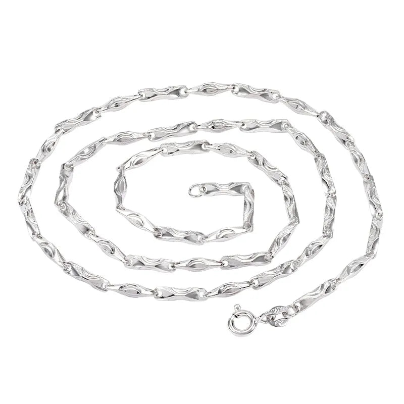 S925 Sterling Silver Necklace in White Gold