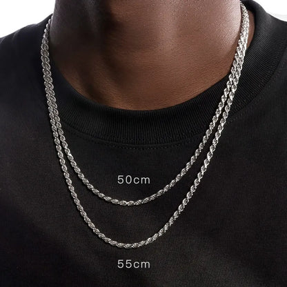 S925 Rope Chain White Gold - 1.7mm/2mm/3.3mm
