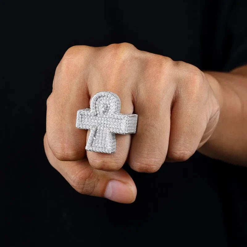 S925 VVS Moissanite Full Ice Cross Ring
