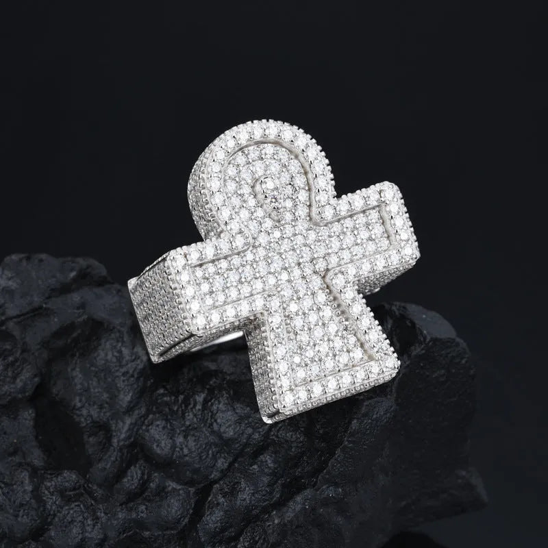 S925 VVS Moissanite Full Ice Cross Ring