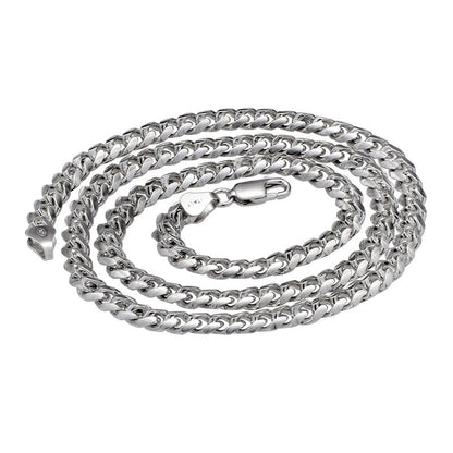 S925 Cuban Chain Necklace in White Gold - 3mm/4mm/5mm