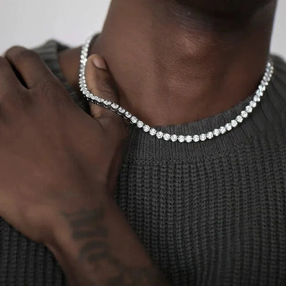 S925 Tennis Necklace in White Gold - 3mm/4mm/5mm